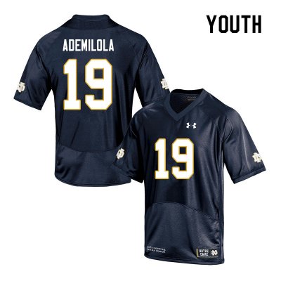 Notre Dame Fighting Irish Youth Justin Ademilola #19 Navy Under Armour Authentic Stitched College NCAA Football Jersey LEX3499QE